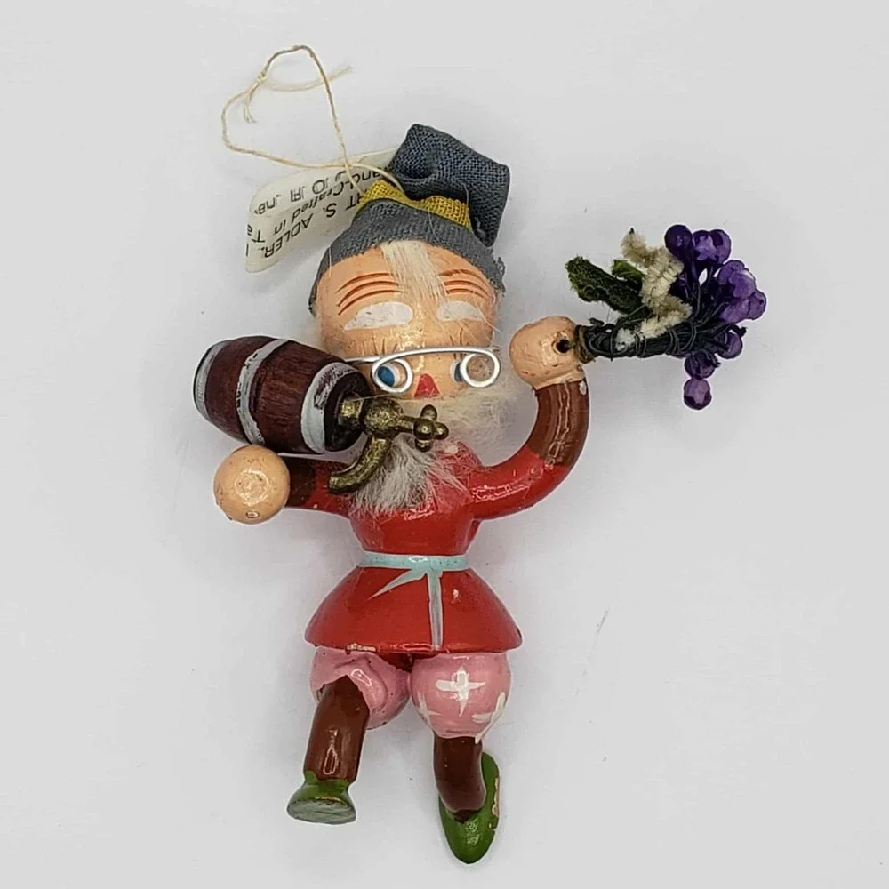 Vintage Kurt S Adler Christmas Ornament Elf Gnome Wire Rim Glasses Hand Crafted